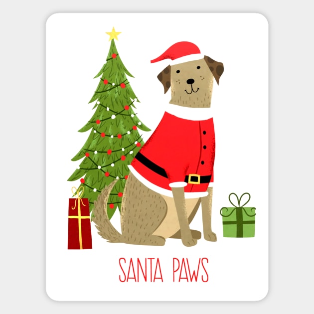 Santa Paws Dog Lover Christmas Cute Dog Santa Outfit Magnet by ballhard